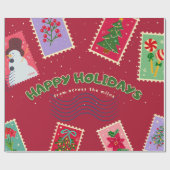 Postzegel kerst cadeaupapier (Vlak)