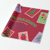 Postzegel kerst cadeaupapier (Uitgerold)