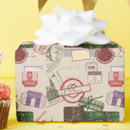 Postzegel kerst cadeaupapier