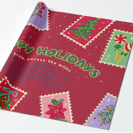 Postzegel kerst cadeaupapier