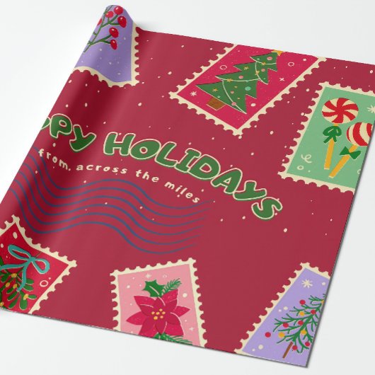 Postzegel kerst cadeaupapier