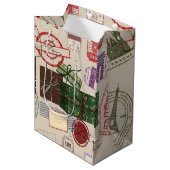 Postzegel kerst medium cadeauzakje (Voorkant Gekanteld)