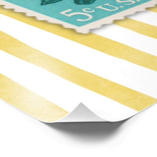  postzegel Keuken Print | Retroblauw Foto Afdruk (Hoek)