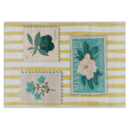  postzegel Keuken Print | Retroblauw Snijplank