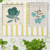  postzegel Keuken Print | Retroblauw Theedoek (Gevouwen)