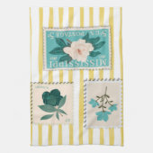  postzegel Keuken Print | Retroblauw Theedoek (Verticaal)