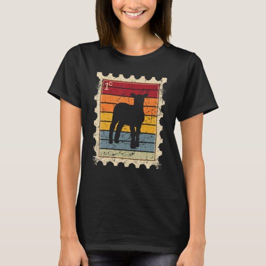 Postzegel met een Sunset Sheep Lamb T-shirt (Voorkant)