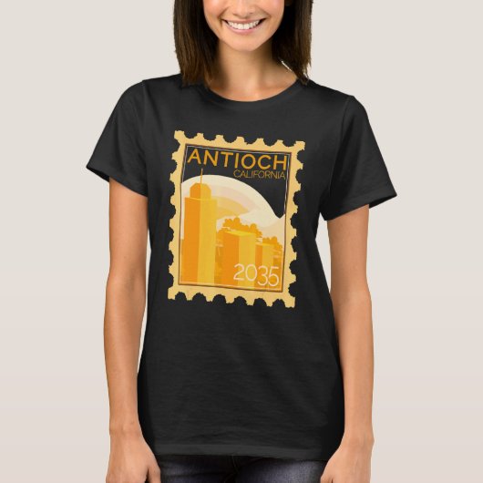 Postzegel met zonsondergang in Antiochië T-shirt (Voorkant)