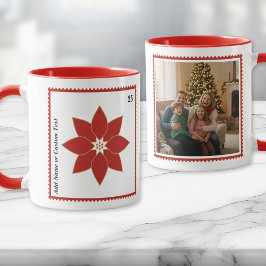 Postzegel Rode Poinsettia Kerst Foto Mok
