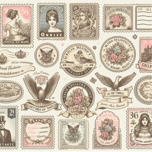  postzegel-stijl stickers voor invitant (Voorkant)