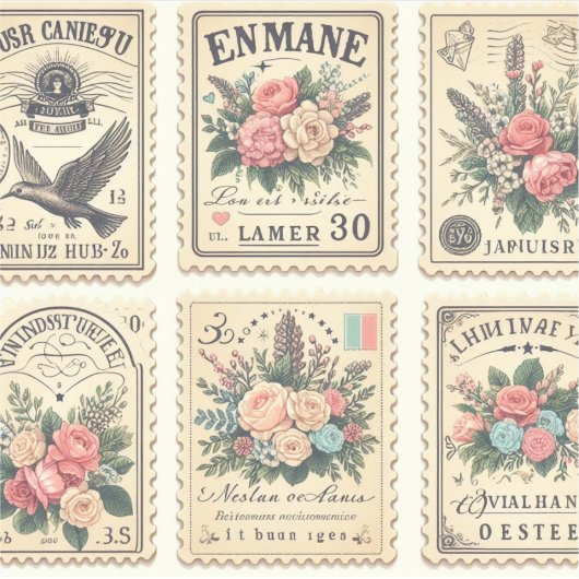  postzegel-stijl stickers voor invitant (Voorkant)