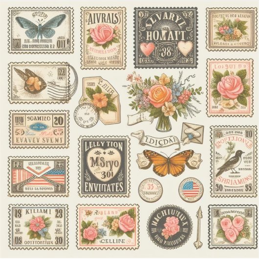 postzegel-stijl stickers voor invitant (Voorkant)