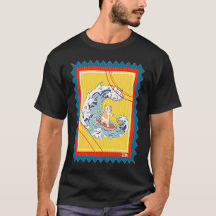 Postzegel Surfer Surfende Kat T-shirt