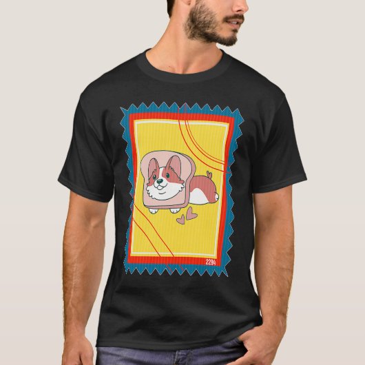 Postzegel Toast Hond Corgi T-shirt (Voorkant)