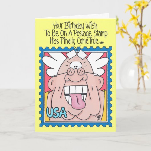 POSTZEGEL Verjaardag Kaart (Versie 2) (Gele Bloem)