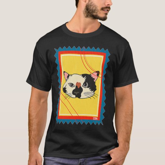 Postzegel Vlekkerige Cute Kat T-shirt (Voorkant)