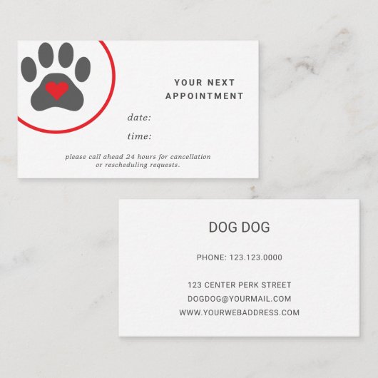 Postzegel voor kaartgroepage voor benoeming visitekaartje (Voorkant / Achterkant)