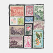  postzegels Bloemen Fleece Deken (Voorkant)