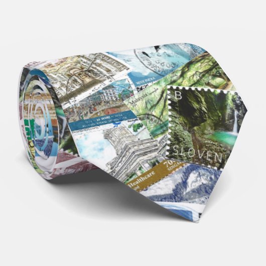 Postzegels - Internationale landschappen Stropdas (Opgerold)