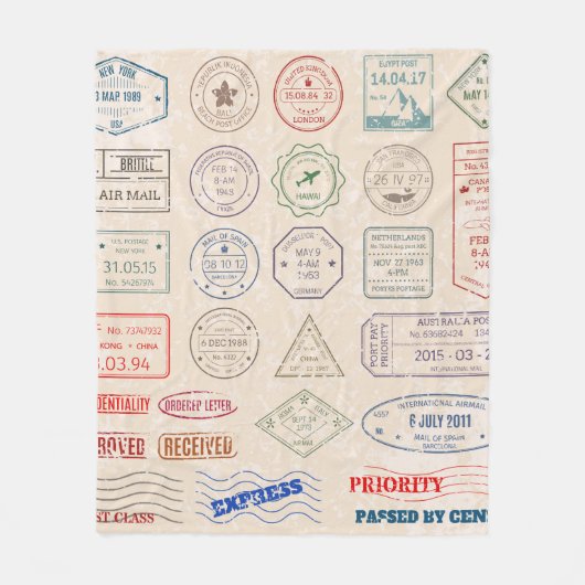   postzegels uit landen fleece deken (Voorkant)