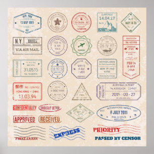 postzegels uit landen poster