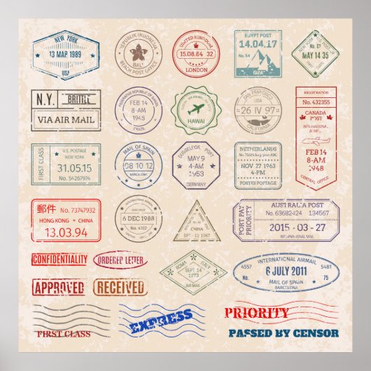   postzegels uit landen poster (Voorkant)