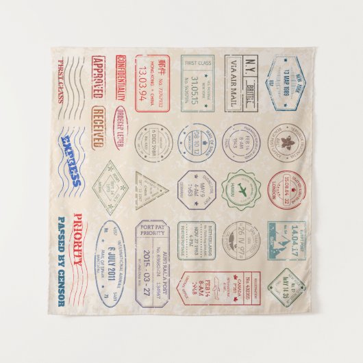   postzegels uit landen wandkleed (Voorkant (horizontaal))