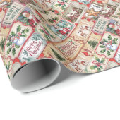 postzegelticket Schattige kerstmis Cadeaupapier (Rol Hoek)