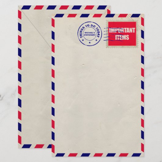 Postzending per luchtpost briefpapier (Voorkant / Achterkant)