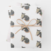 Posum Opossum Roos Floral Gift Wrapping Inpakpapier Vel (In situ)