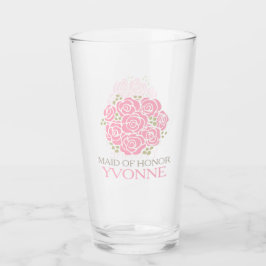 Posy bedankt Maid of Honor roze bruiloft. Glas