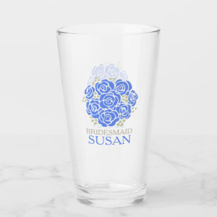Posy bedankt voor de bruidsblauwe rozen bruiloft. glas