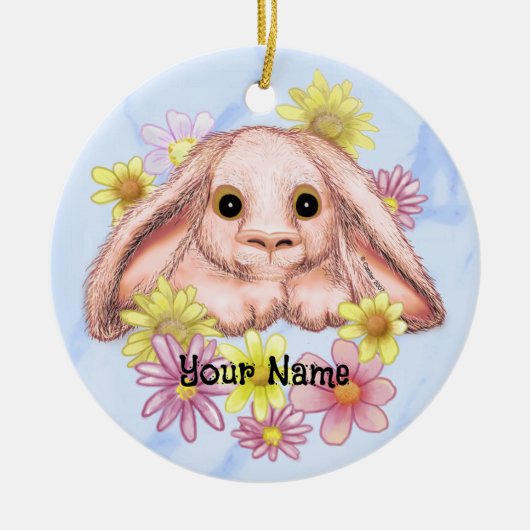 Posy Bunny Konijn Keramisch Ornament (Voorkant)