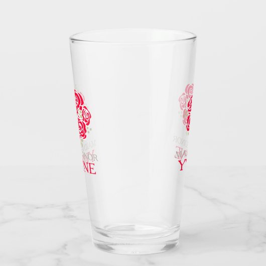 Posy dank je getuige rode trouwfavoriet glas (Rechts)