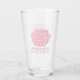Posy dank u bruidsmeisje roze bruiloft gunst glas