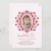 Posy Lijst Photo Birthday Invitation Kaart (Voorkant / Achterkant)