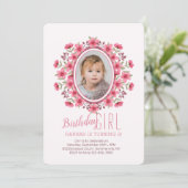 Posy Lijst Photo Birthday Invitation Kaart (Staand voorkant)