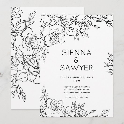 Posy of Roses Bruiloft Kaart (Voorkant / Achterkant)