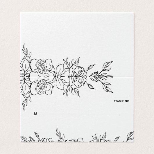 Posy of Rozen Bruiloft Gast Zitplaats Plaatsing Ka Kaart (Buitenkant ongevouwen)
