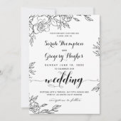 Posy of Rozen Rustic Calligraphy Wedding Kaart (Voorkant)