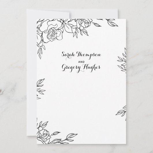 Posy of Rozen Rustic Calligraphy Wedding Kaart (Achterkant)