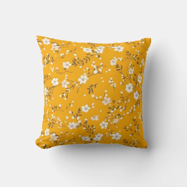 Posy print op goud kussen (Voorkant)