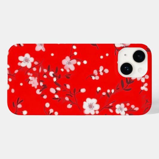Posy print op rood Case-Mate iPhone case (Achterkant (horizontaal))