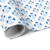 Posy Sprig in Blauwe Porselein Cadeaupapier (Rol Hoek)