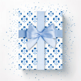 Posy Sprig in Blauwe Porselein Cadeaupapier