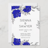 Posy van blauwe rozen bruiloft kaart (Voorkant)