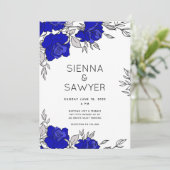 Posy van blauwe rozen bruiloft kaart (Staand voorkant)