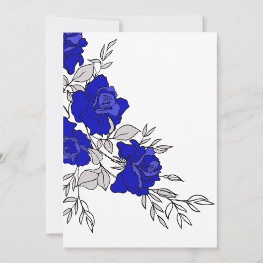 Posy van blauwe rozen bruiloft kaart (Achterkant)