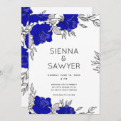 Posy van blauwe rozen bruiloft kaart (Voorkant / Achterkant)