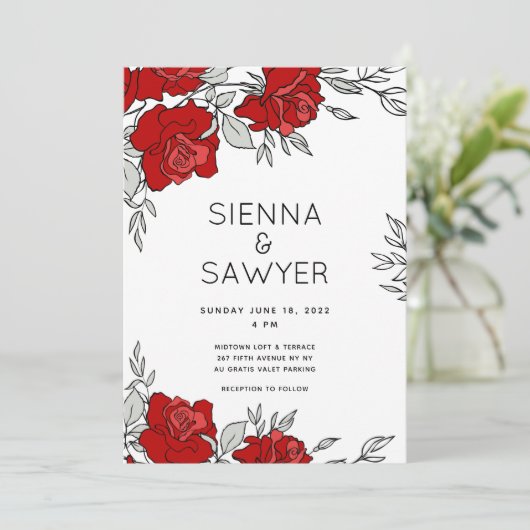 Posy van het Roodrozenhuwelijk Kaart (Staand voorkant)